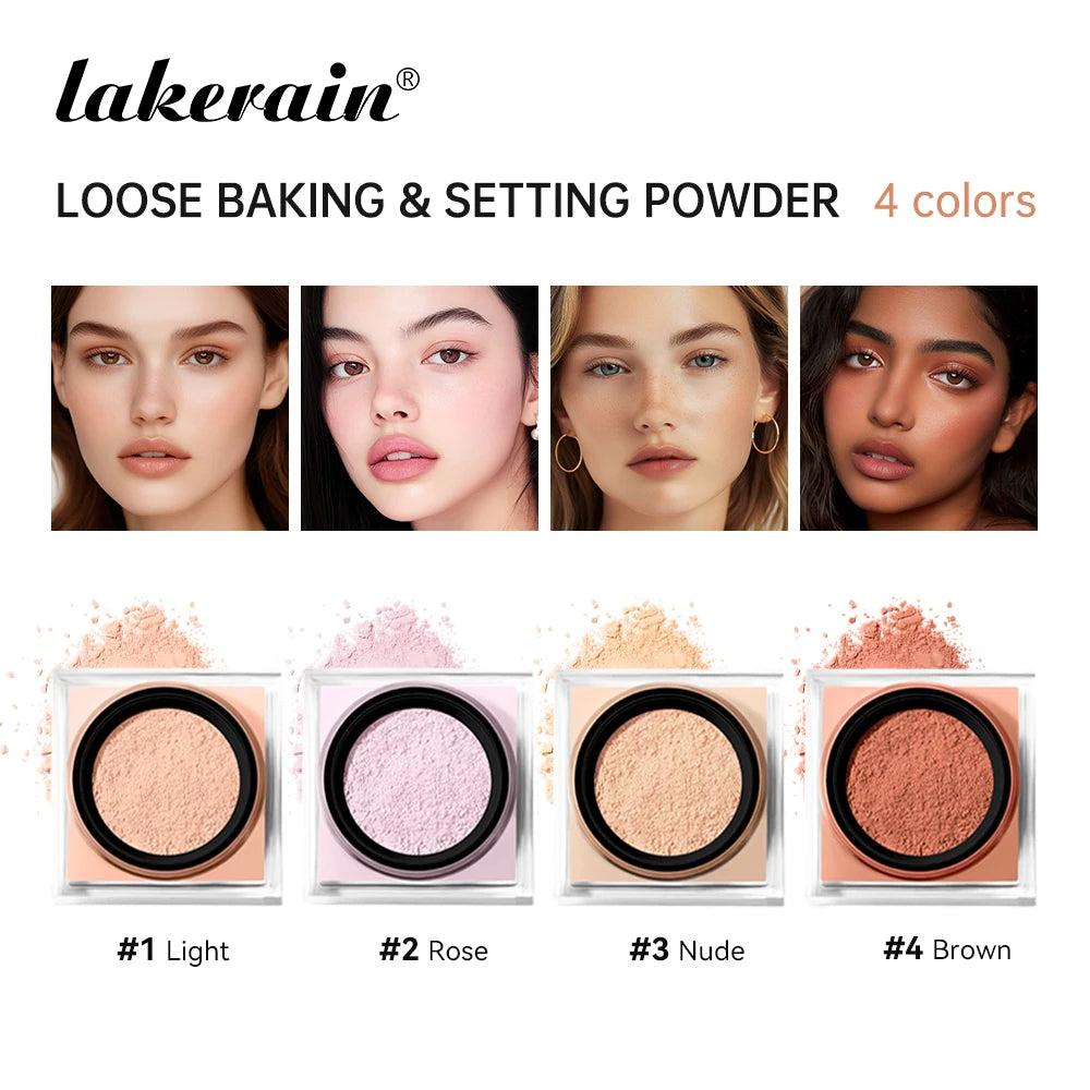Loose Baking&Setting Powder Long Lasting Oil Control Natural Face Matte Waterproof Brightening Loose Powder Makeup Cosmetics